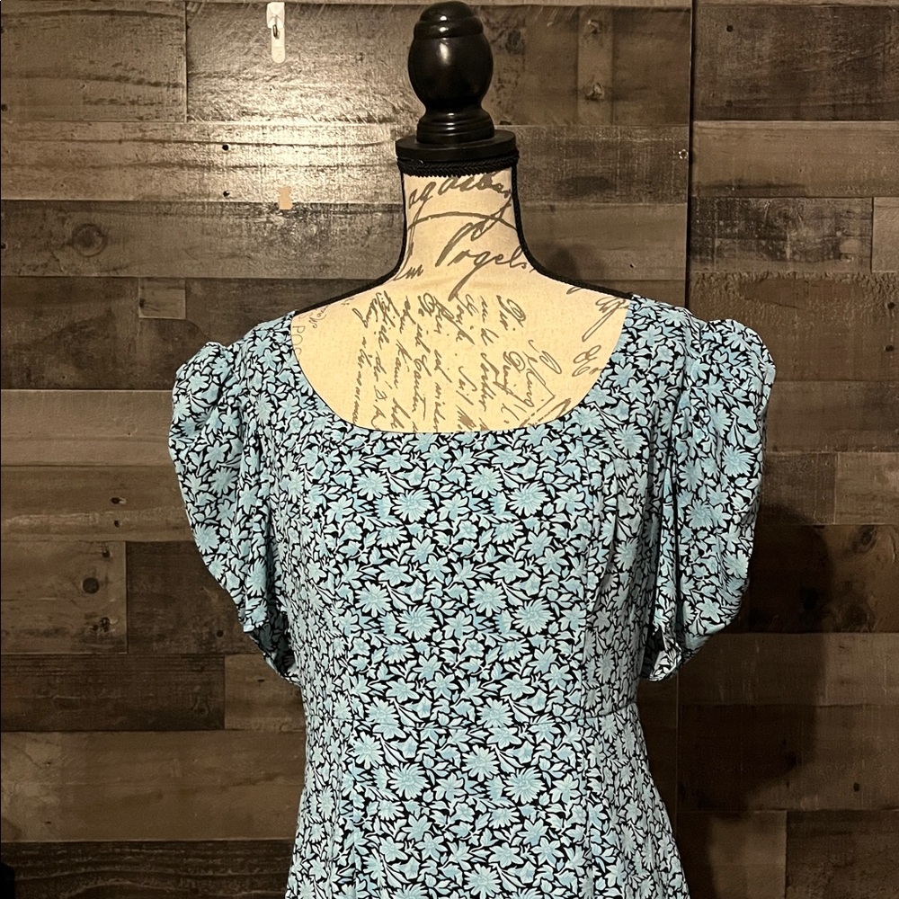 Sam Edelman Light Blue Puff Sleeve Midi Column Dress NWT